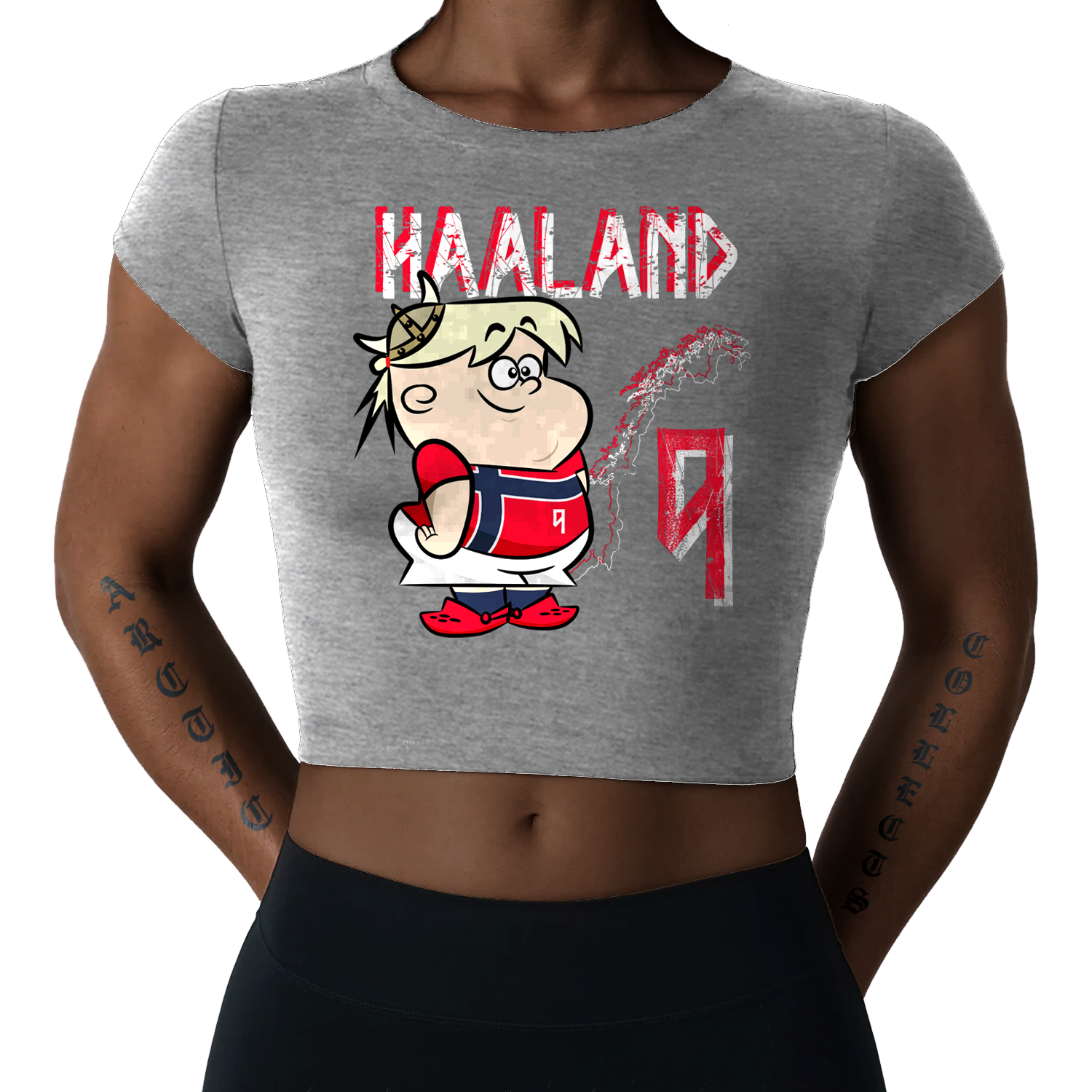 HAALAND CARTOON CROP TOP DBL PRINT