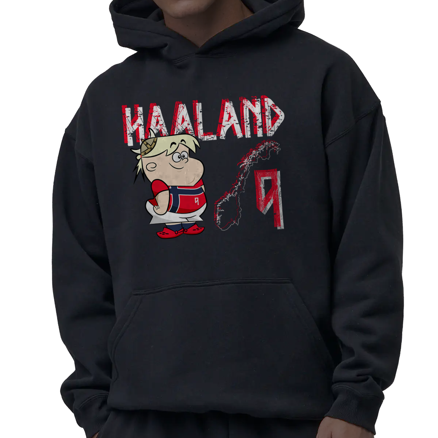HAALAND CARTOON HOODIE DBL PRINT